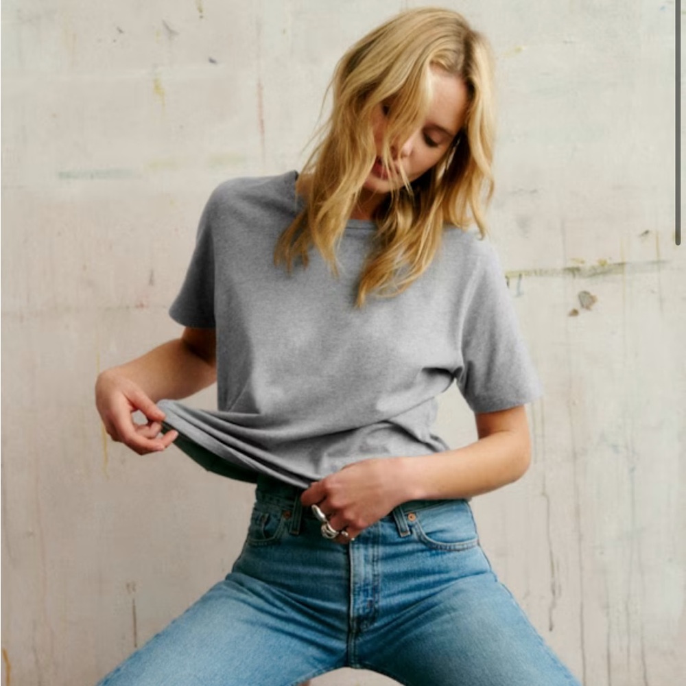Sezane organic cotton Conrad tee Light Gray size Small